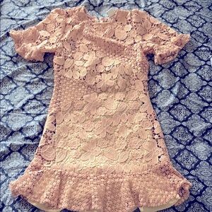 Selfie crochet Floral Lace Dress in mauve color